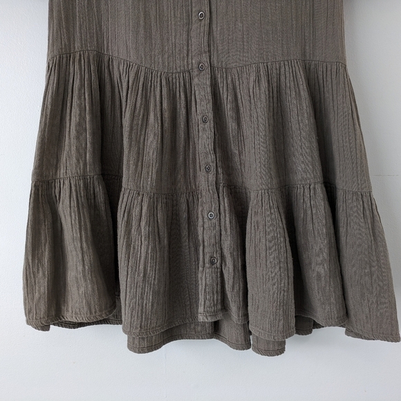 Apiece Apart Mini Dress Women's XS Brown Las Alturas Morel Ruffle Button Up - Picture 3 of 9